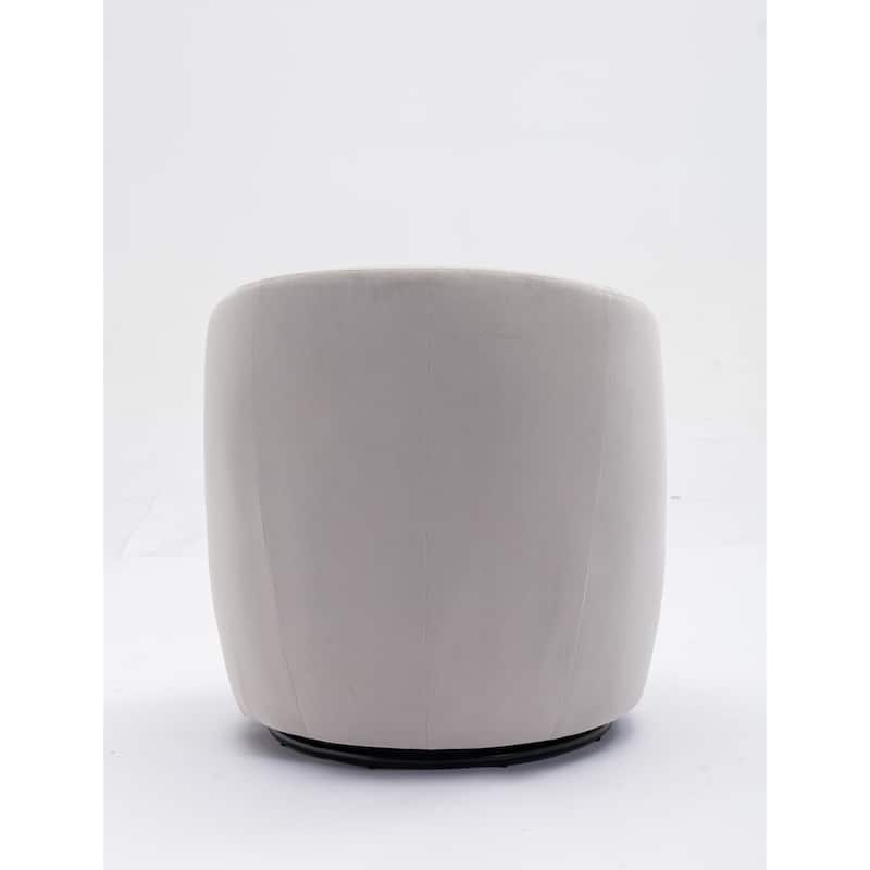 Velvet Fabric Swivel Barrel Chair with Black Powder Coating Metal Ring