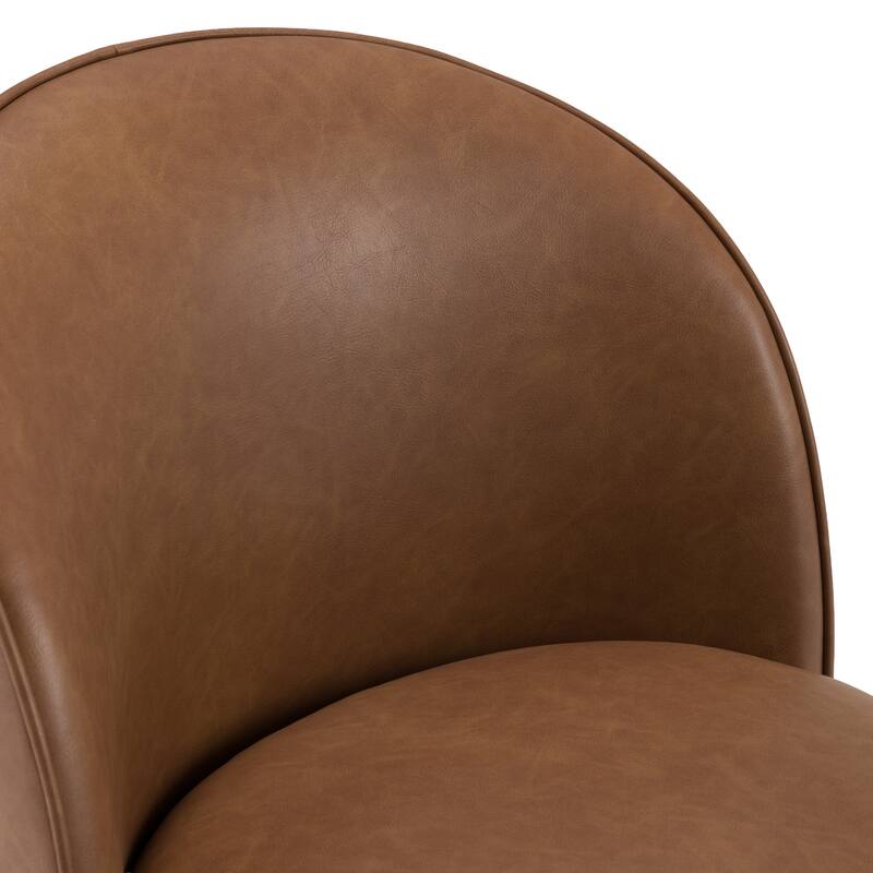 Modrest Correa Modern Brown Vegan Leather Swivel Dining Chair