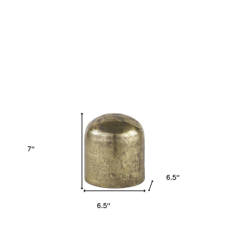 HomeRoots 7" Antiqued Brass Cast Aluminum Cylindrical Tabletop Sculpture - 6.50 in. x 7.00 in. x 6.50 in.