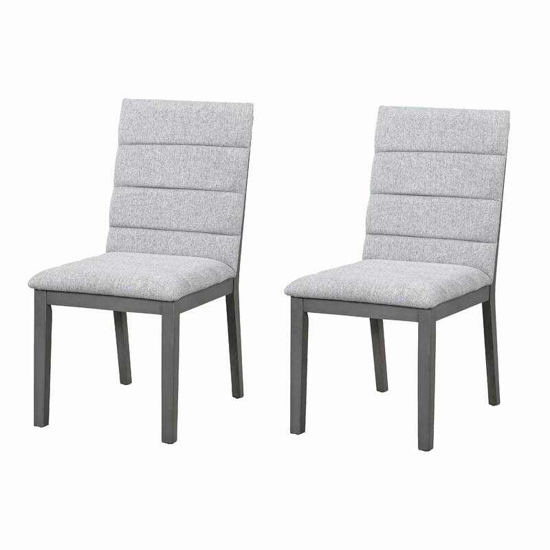 Comfy Tufted Chairs Set of 2 - Walnut Finish & High-Density Foam - Gray - Set of 2