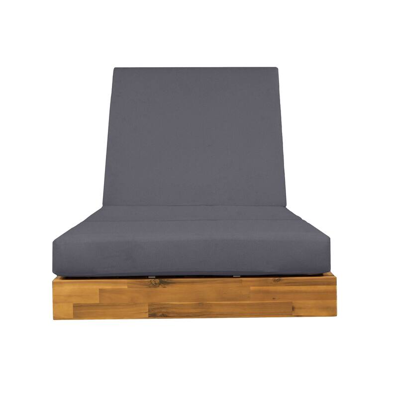 Christopher Knight Home - Outdoor Acacia Wood Chaise Lounge with Ergonomic 3-Fold Water-Repellent Cushion - 79.6"L