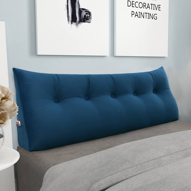 WOWMAX Bed Rest Wedge Reading Bolster Headboard Back Leaning Pillow Queen - Dark Blue