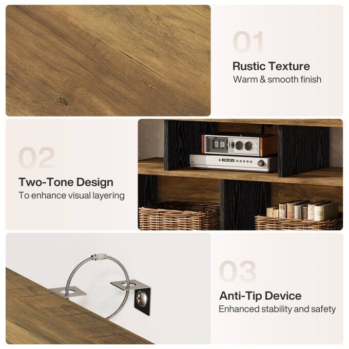 63" Rustic Wooden Console Sofa Table, Long Entryway Table with Storage