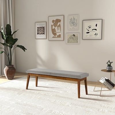 EvoSeat 56" Wide Solid Wood Fabric Upholstered Dining Bench