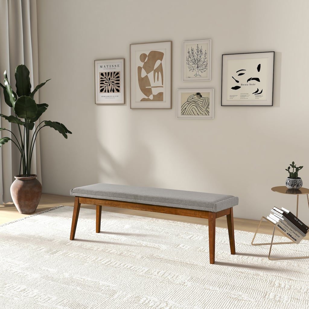 EvoSeat 56" Wide Solid Wood Fabric Upholstered Dining Bench