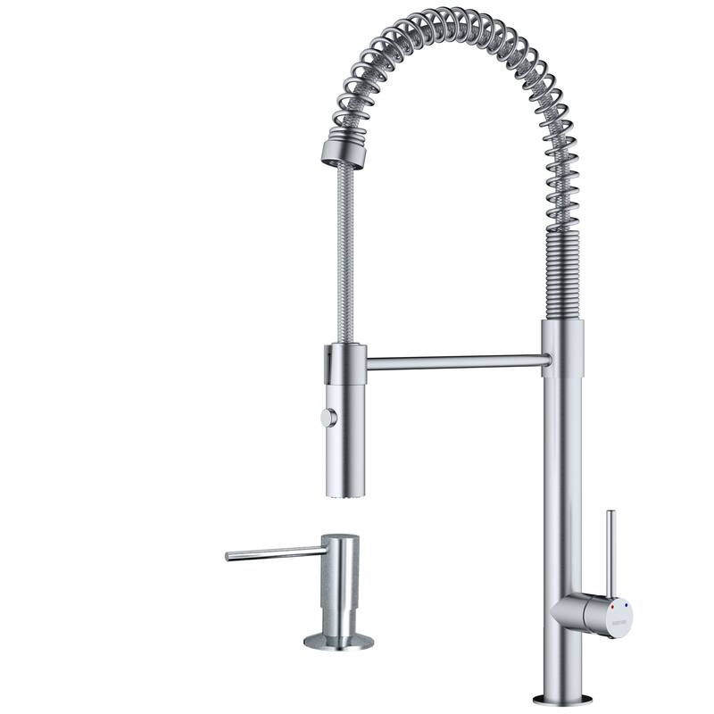 Karran Bluffton Single-Handle Pull-Down Sprayer Kitchen Faucet with Matching Soap Dispenser