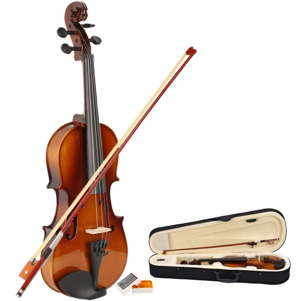 New 1/2 Acoustic Violin, Case, Bow, Rosin Natural