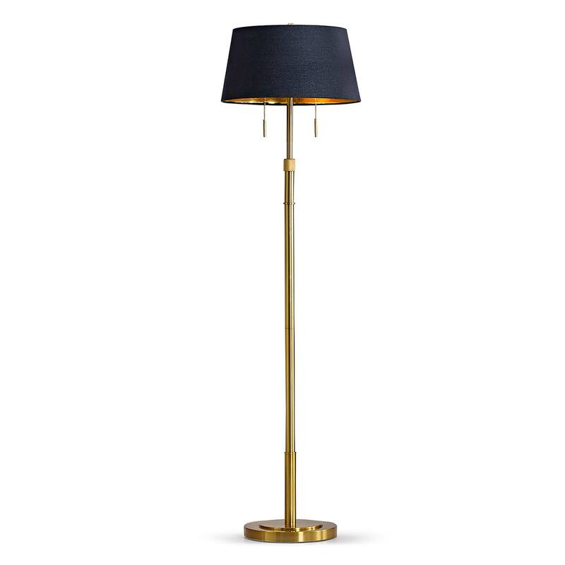 The Grande 55"~66" Adjustable Floor Lamp_Antique Brass - Empire_Blac/GoldShade