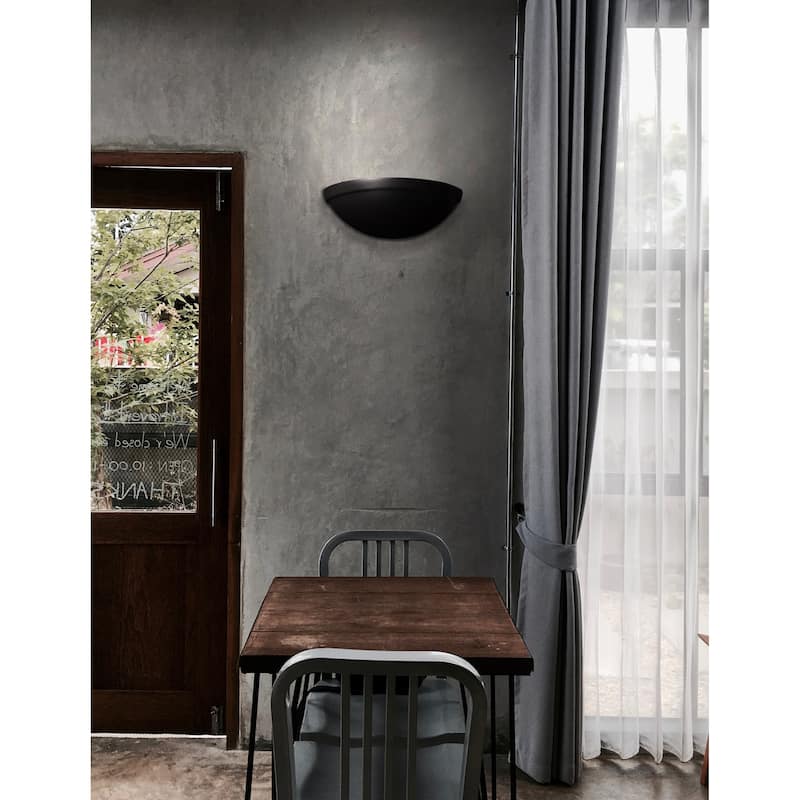 Justice Design Group Ambiance Carbon Matte Black Rimmed Quarter Sphere Wall Sconce