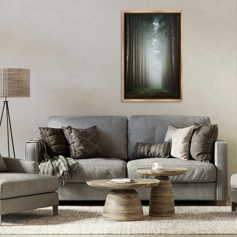 Stupell Moonlight Through Dark Forest Framed Floater Canvas Wall Art Design By Martin Podt