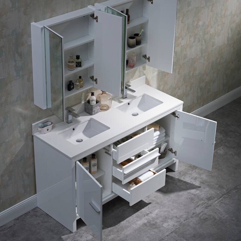 Solid Wood Bathroom Vanity with Mirror Medicine Cabinet