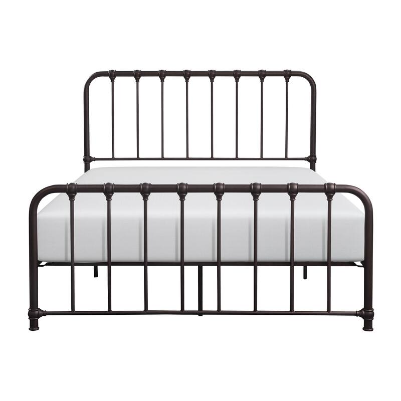 Ethan Twin Size Metal Bed, Bronze Spindle Design, Heavy Duty Slat Support