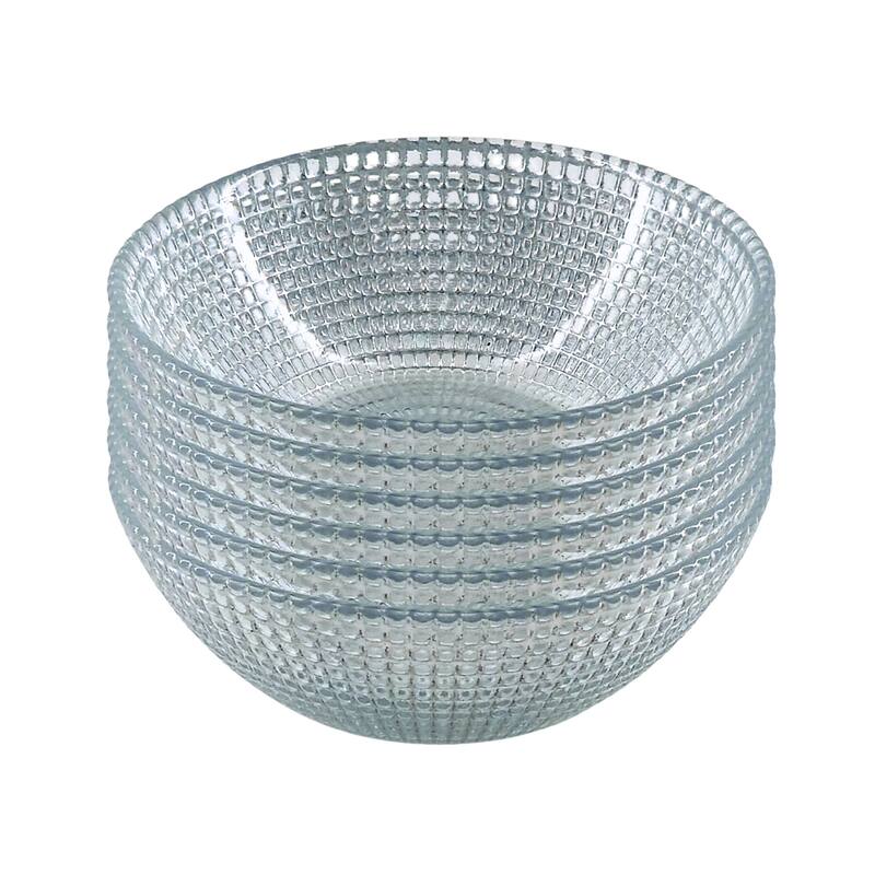 5 Inch Glass Bowls with Captivating Beaded Pattern Perfect for Both Casual and Formal Occasions - Set-6 - Silver