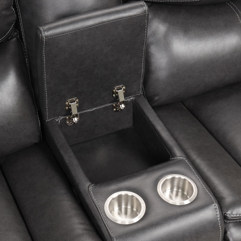 Furniture of America Sory Transitional Faux Leather Reclining Sectional Sofa
