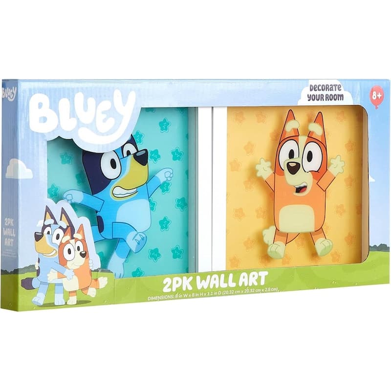 Bluey and Bingo 2 Piece Wall Art Set Framed Kids Room Decor