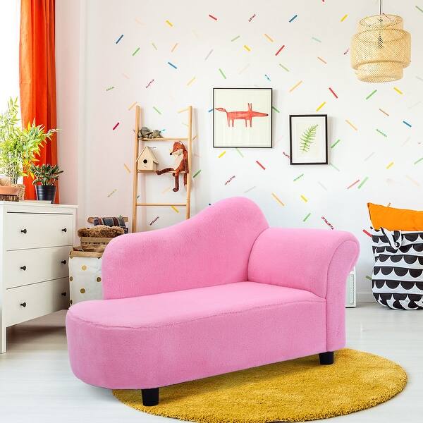 Shop Costway Kids Sofa Armrest Chair Couch Lounge In Pink Free