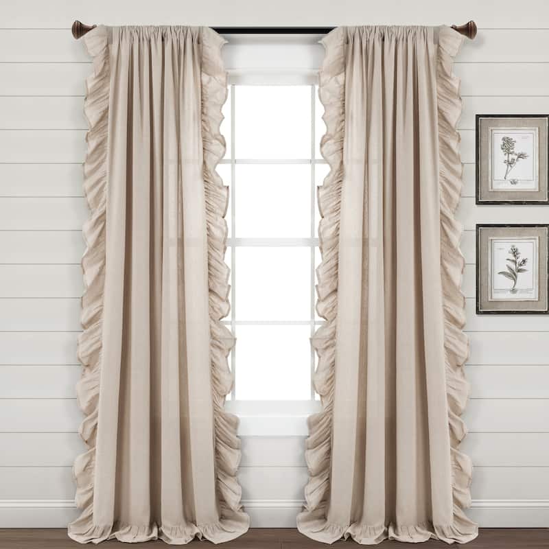 Lush Decor Linen Ruffle Window Curtain Panel (Single) - Linen - 84 Inches