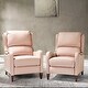 preview thumbnail 16 of 166, Brigida Multifunctional Modern Genuine Leather Nailhead Trim Recliner with Adjustable Footrest Set of 2 by HULALA HOME PINK