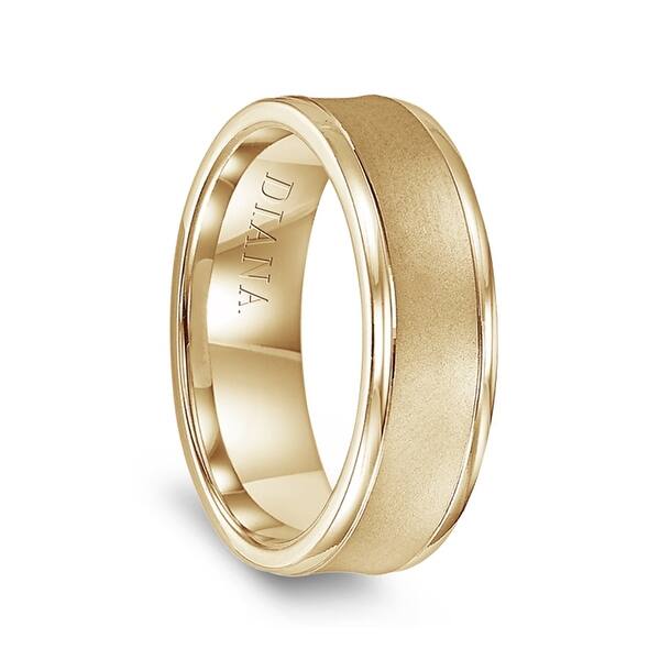 Shop 14k Yellow Gold Men S Satin Finish Concave Comfort Fit Wedding Ring Band By Diana 7mm Overstock 27799725