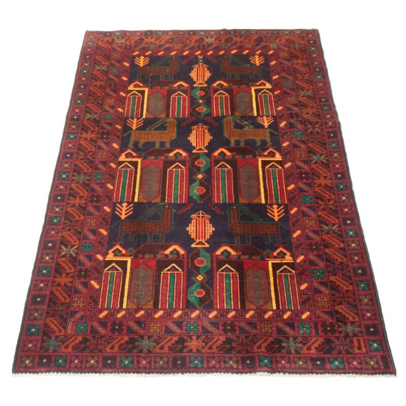 ECARPETGALLERY Hand-knotted Teimani Navy Wool Rug - 3'9 x 6'8