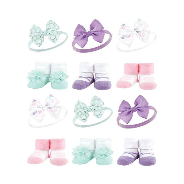 slide 1 of 1, Hudson Baby Infant Girl 12Pc Headband and Socks Giftset, Mermaid, One Size - Mermaid Mermaid - One Size
