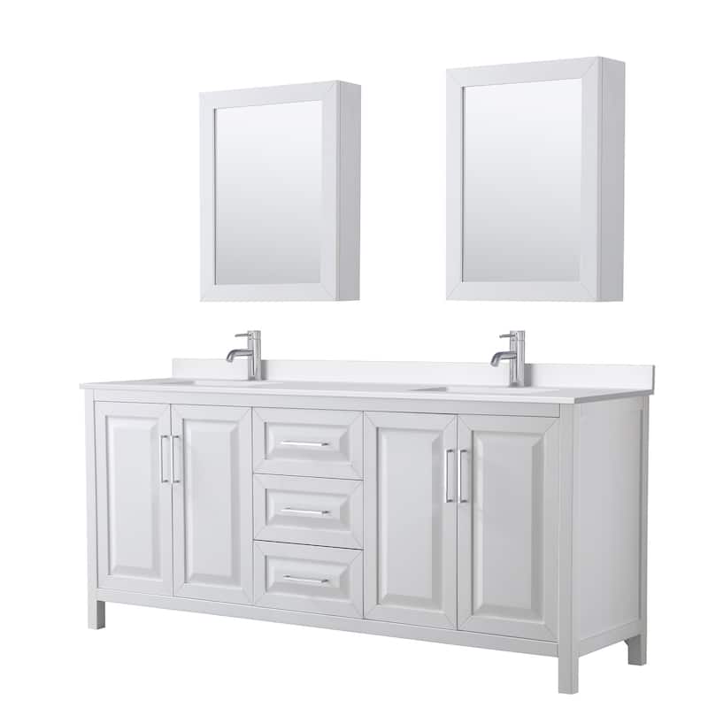 Wyndham Collection WCV252580D-QTZ-UNSMED Daria 80" Free Standing - White / White Quartz Top / Polished Chrome
