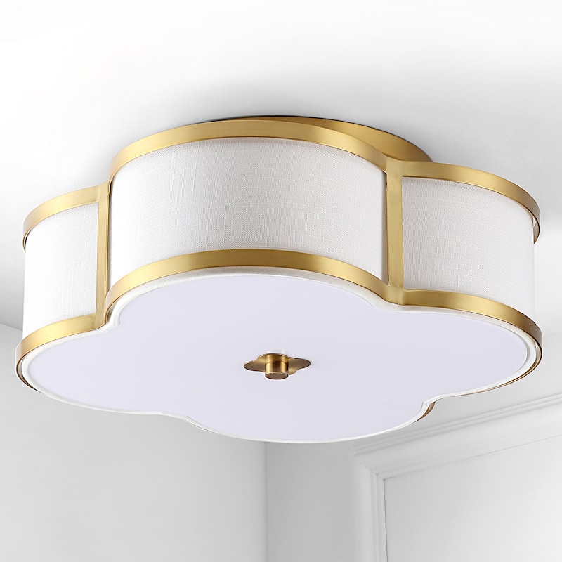 Frank Scalloped Shade Metal Classic Glam LED Flush Mount, by JONATHAN Y