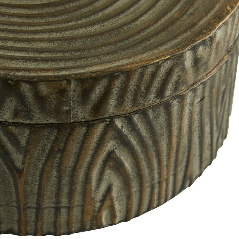 Metal Bird Carved Decorative Jars - Set of 2 Bronze - Roche River Decor - 12"W x 12"L x 7"H