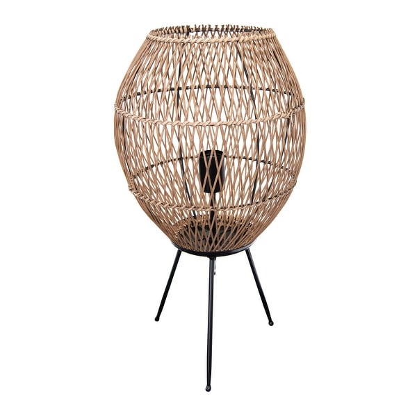 black rattan table lamp