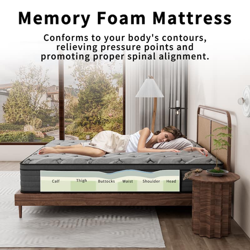 Modland 14-inch Hybrid Medium Euro Top Mattress, Pocket Spring Mattress in a Box