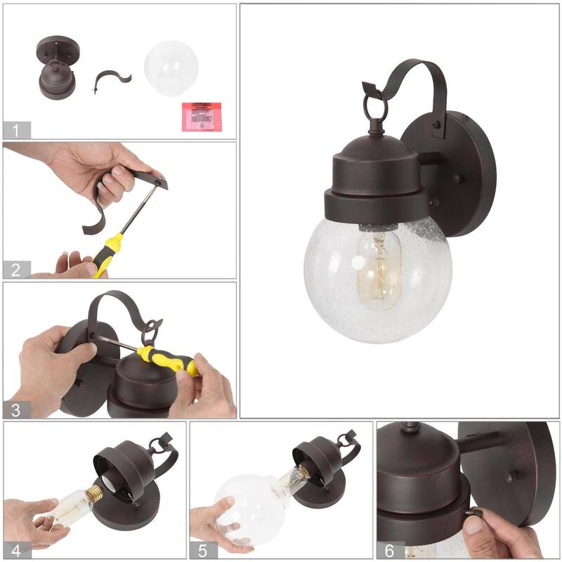 Set of 2 Baley1-Light Glass Outdoor Wall Sconce Patio Lantern Lamp