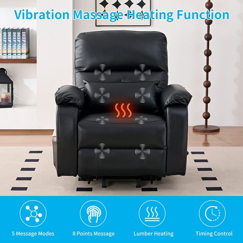 Mixoy Power Lift Recliners Chair with Vibration Massage Heating,8 Points MessageRecling Degrees,Storage,Cup Holder