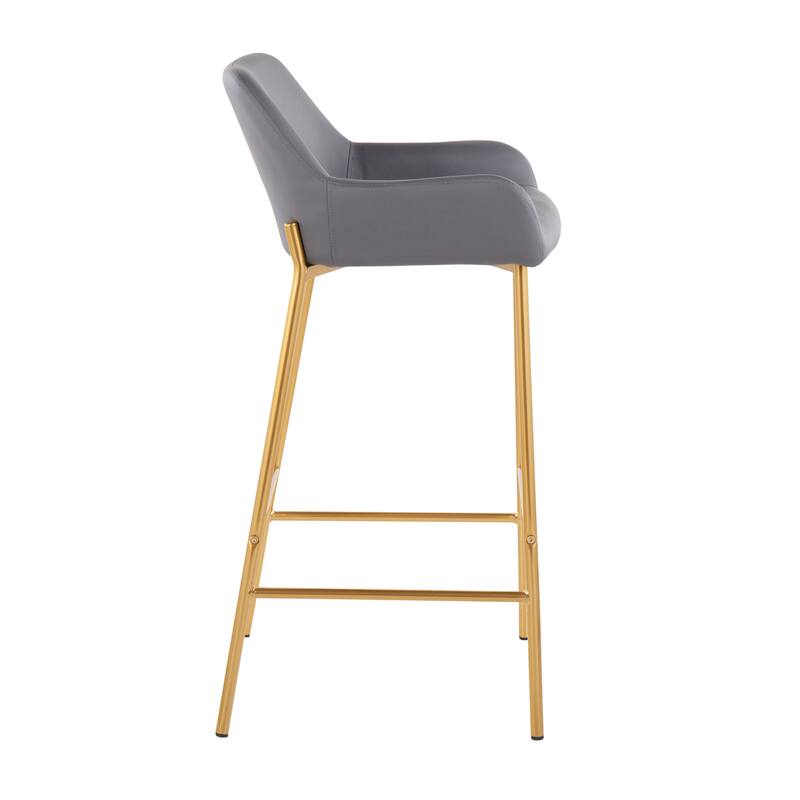 Silver Orchid Galotti Gold Fixed-Height Upholstered Bar Stool - Set of 2