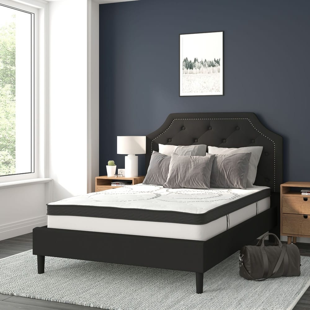 Tufted Platform Bed with 10 Inch Pocket Spring Mattress