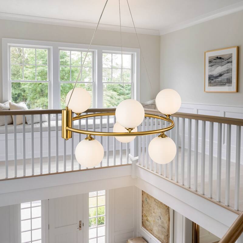 6/8-Light Modern Sputnik Cluster Pendant Wagon Wheel Glass Globe Bubble Chandelier
