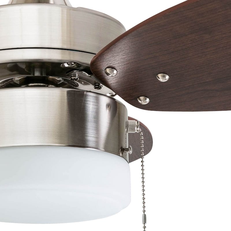 30" Honeywell Ocean Breeze Brushed Nickel Modern Indoor LED Ceiling Fan with Light, Pull Chain