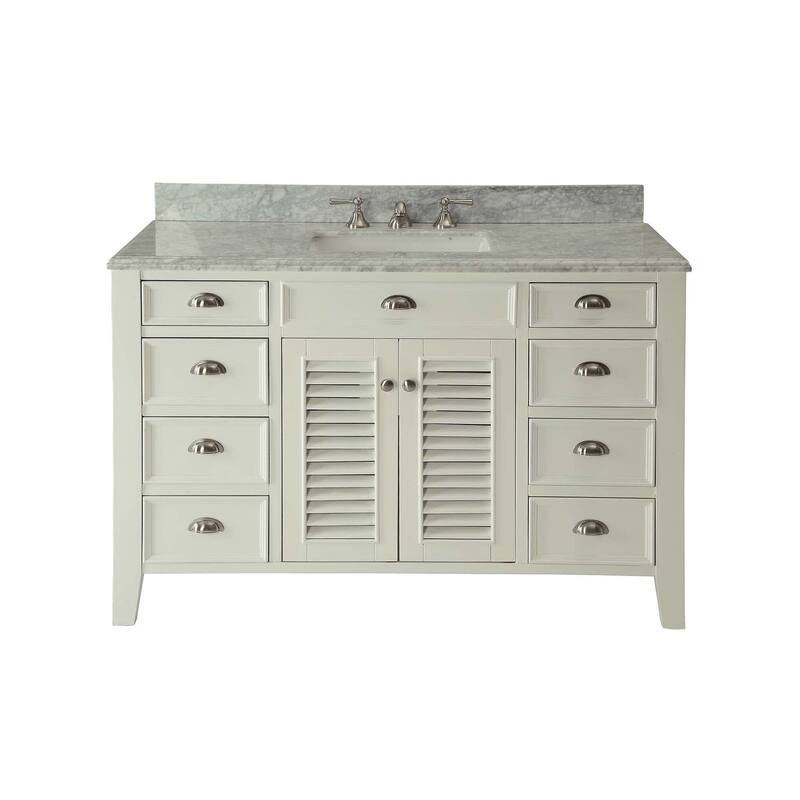 50" Benton Collection Kalani Shutter Blinds White Bathroom Sink Vanity