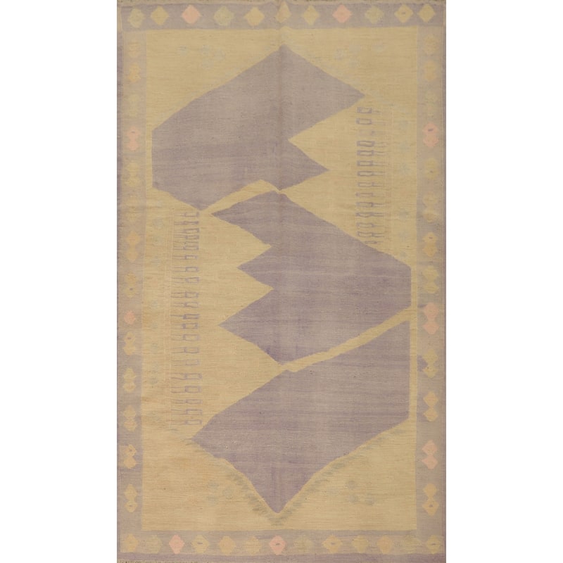 Hand Woven Oriental 100% Wool Carpet Southwestern Tribal Purples Kilim Area Rug - 8' 0'' X 4' 10''