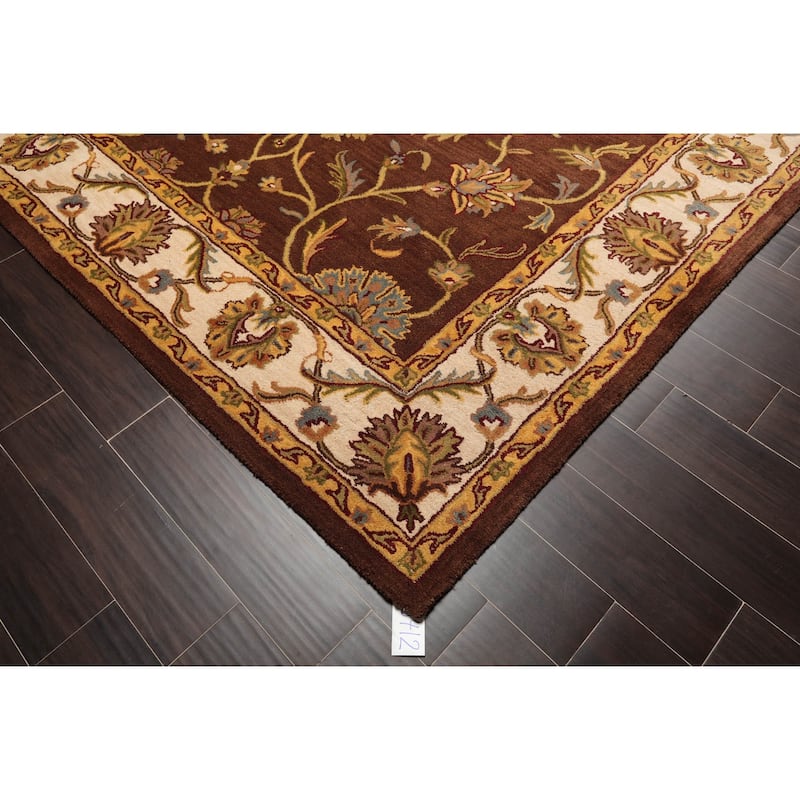 8x10 Hand Tufted Hand Made 100% Wool Kashan Traditional Oriental Area Rug Brown, Ivory Color - 7' 9'' x 9' 9''