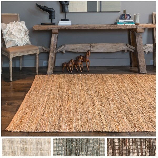 Alexander Home Farmhouse Jute and Leather Hand -woven Area Rug. Opens flyout.