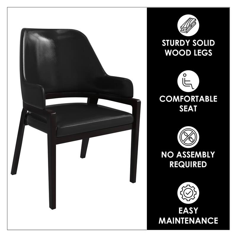 Ethora Leather Dining Chair with Curved Open Back and Rubberwood Legs