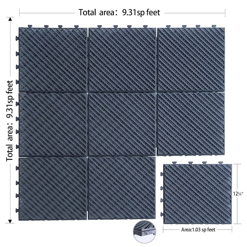 12"x12" Patio Square Composite Interlocking Decking Tiles (Pack of 27)