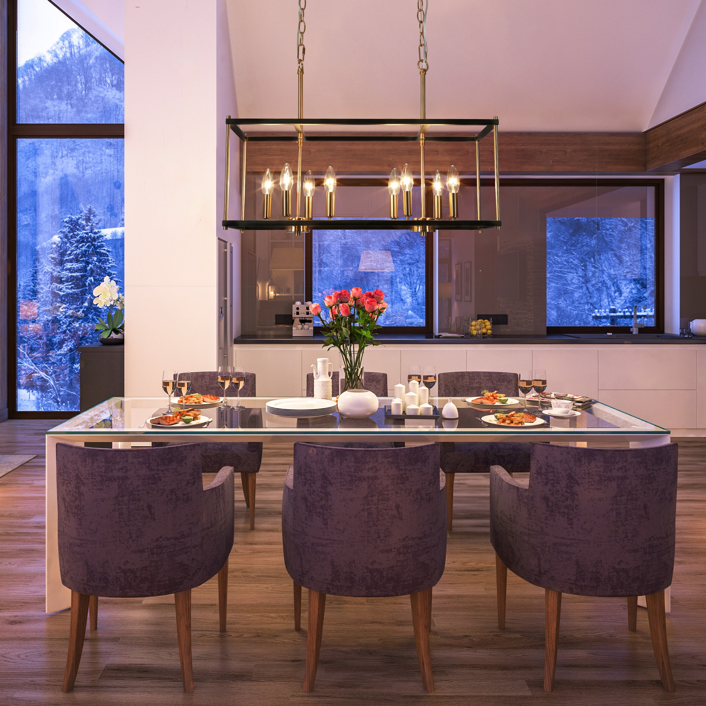 Linear chandelier 2025 with fabric shade