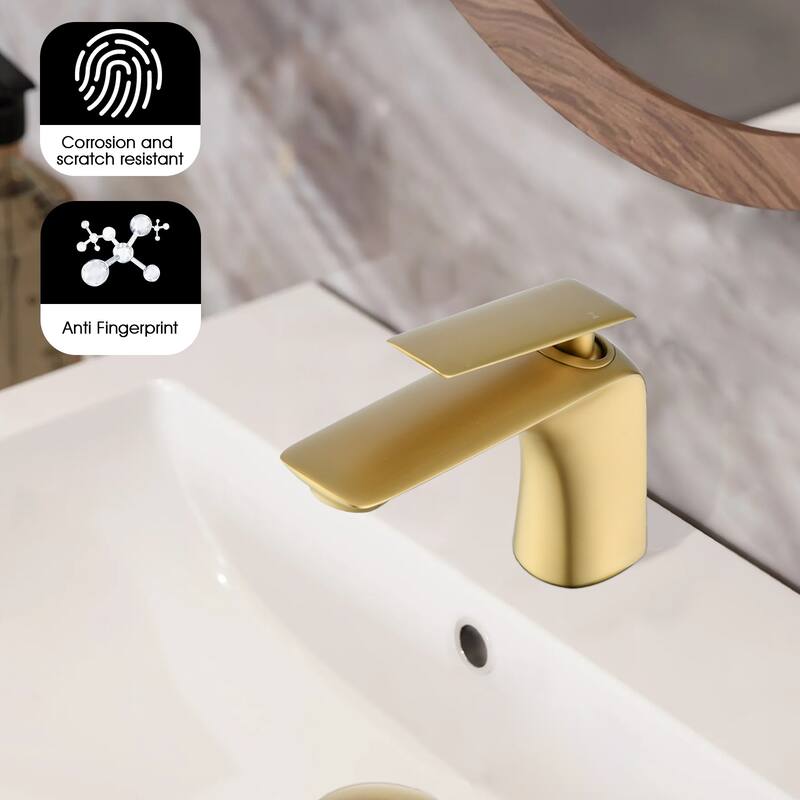 Single Hole Bathroom Sink Faucet with Pop Up Drain and Water Supply Hose, Single Handle Bathroom faucet