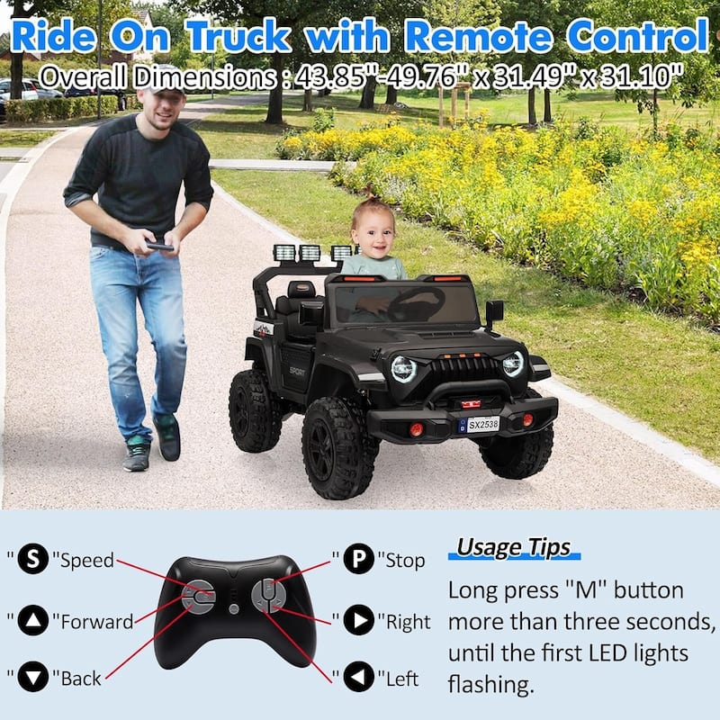 24V Kids Electric Ride-On Car, 2-Seater 4WD