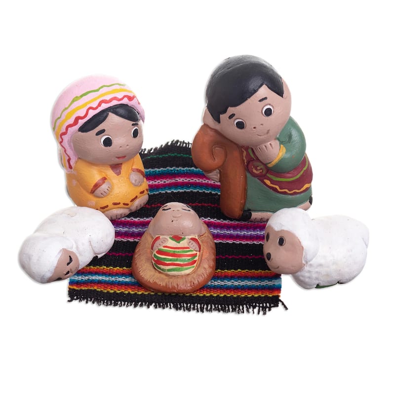 Novica Handmade Blessed Night Ceramic Nativity Scene (5 Pieces)