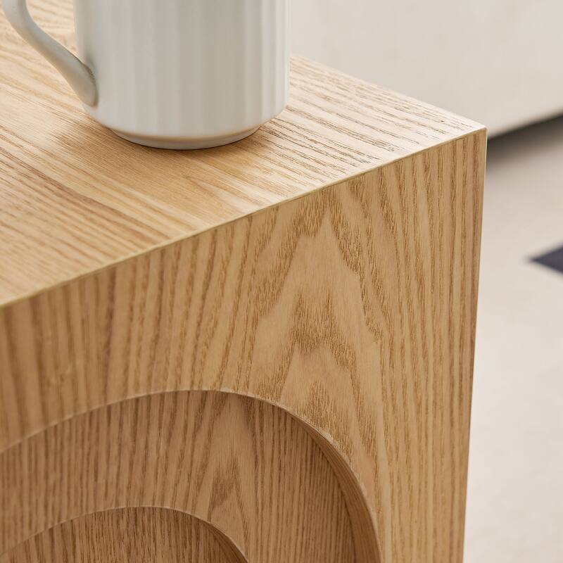 Modern Square Wood Side Table, Decorative Accent Table for Small Space
