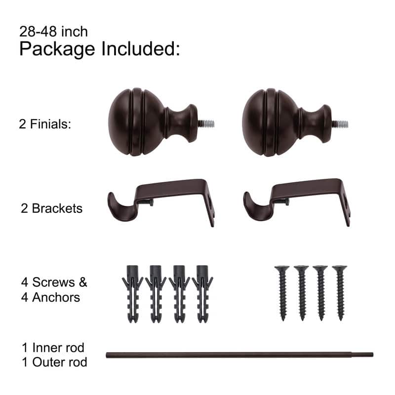 UTOPIA ALLEY 5/8 Inch Curtain Rod - Adjustable Drapery Rods, Bedroom & Living Room Decorative Curtain Rods