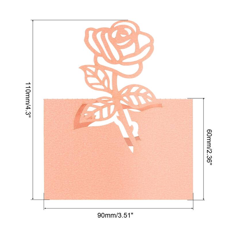 Table Name Place Cards,50Pcs Rose Cut Design Blank Card Pink