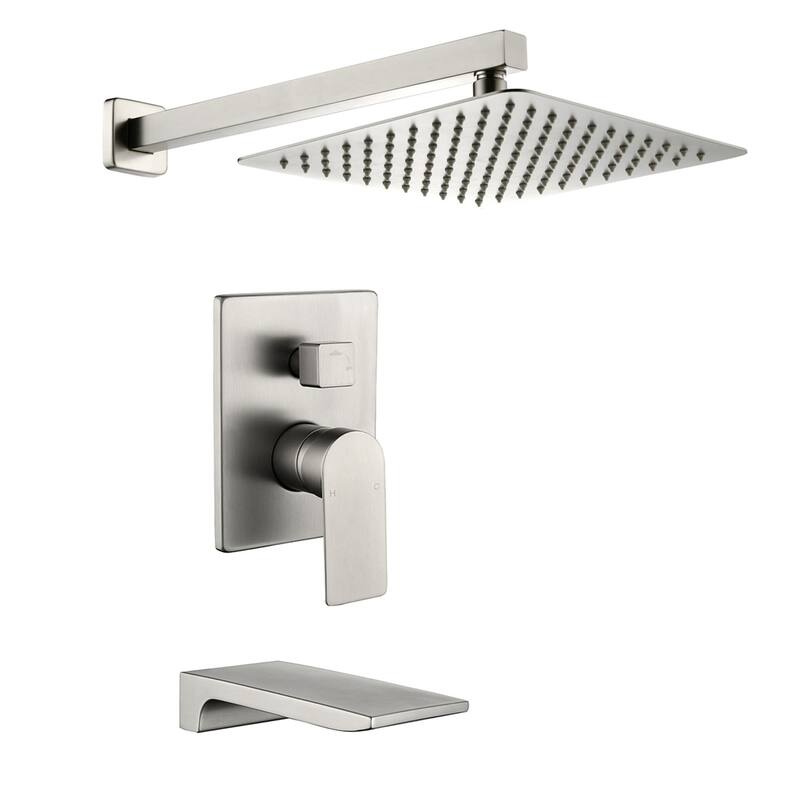 10 Inch Wall Mount Shower System with Waterfall Tub Spout Modern Rainfall Tub Shower Faucet With Rough-in Valve